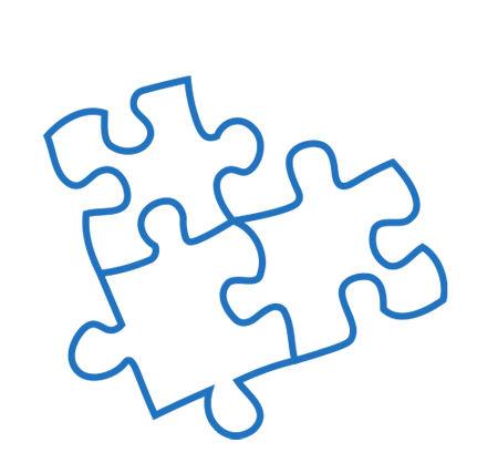 gezeichnete Puzzleteile in hellblau
